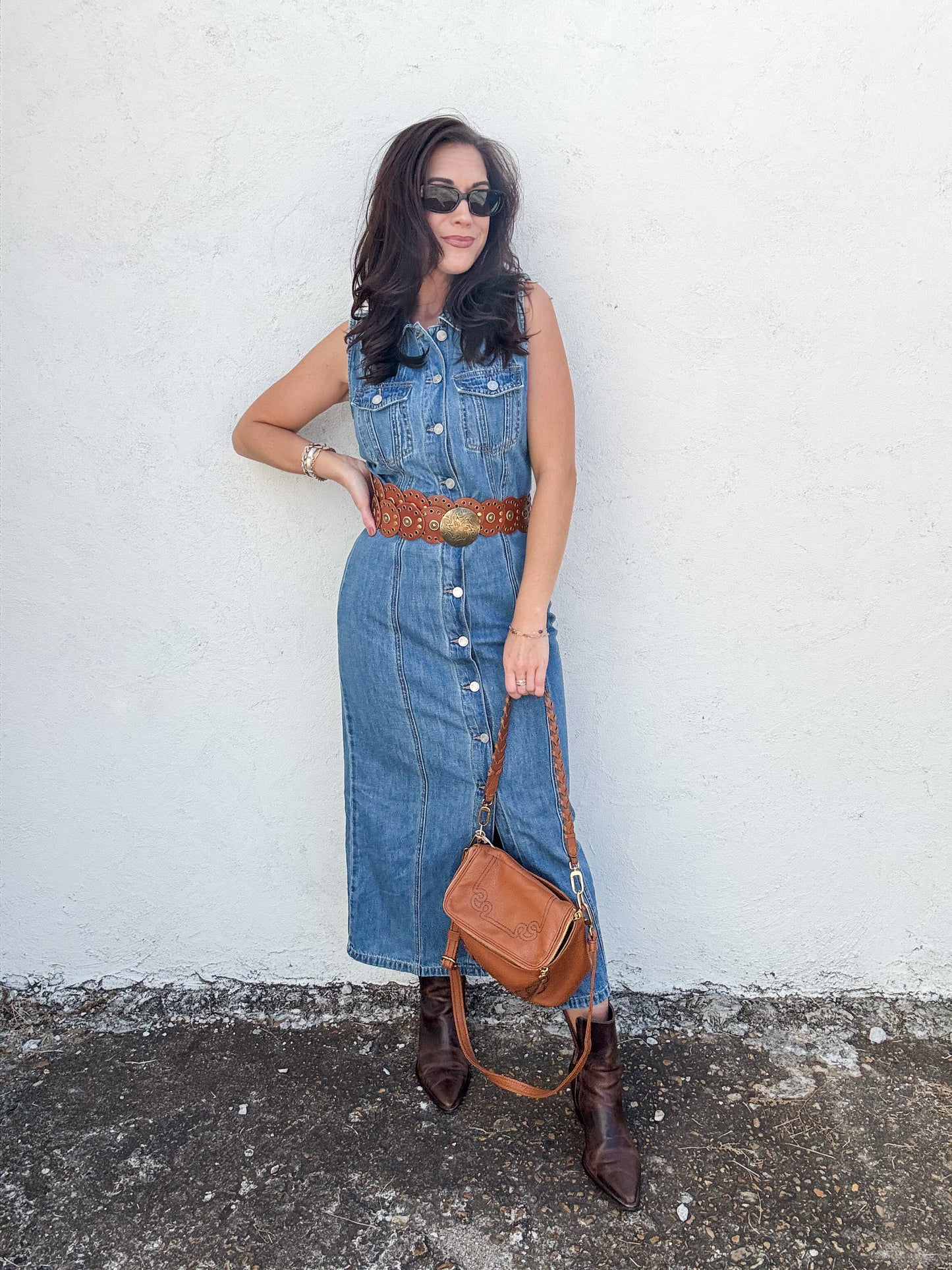 Strutting in Denim Dress