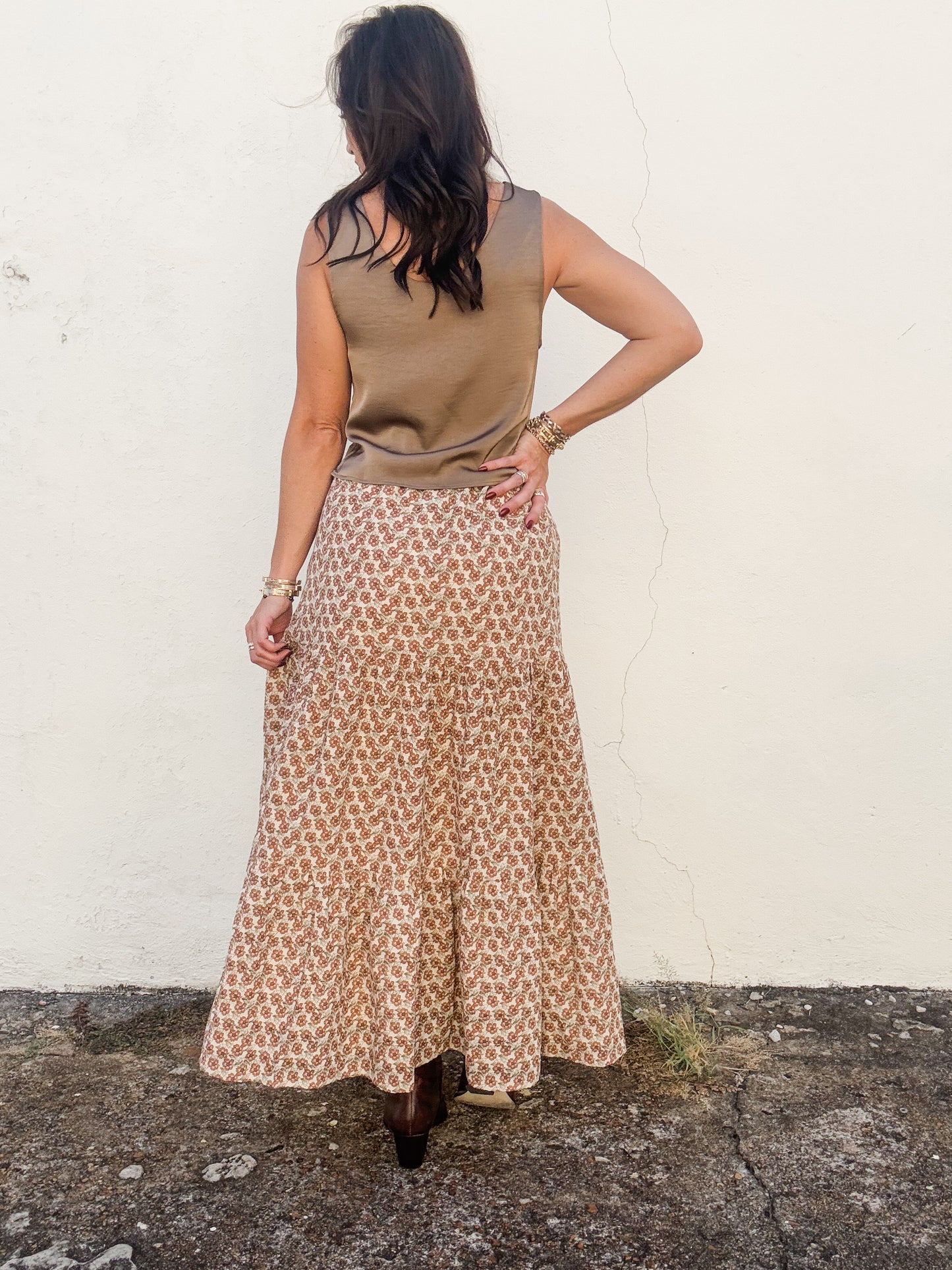 Cotton Boho Skirt in Rustic Terra