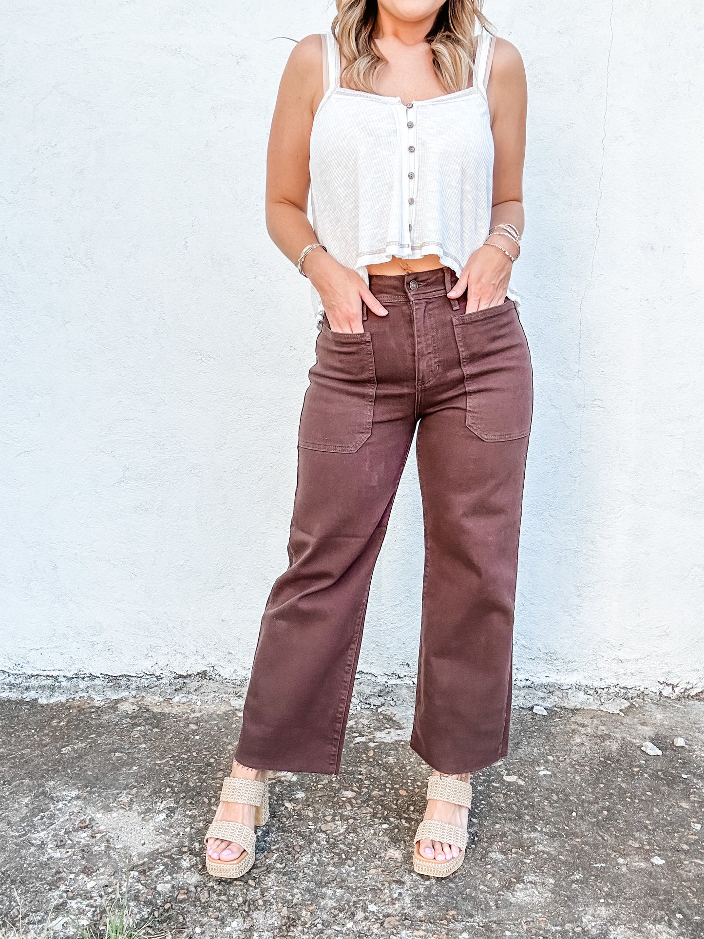 Nautical Wide Leg Jeans Espresso
