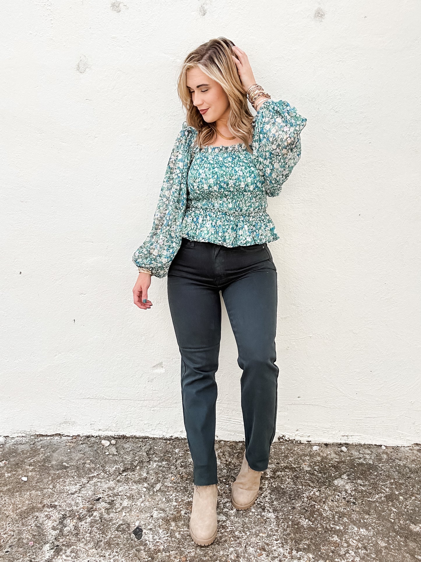 Dark Emerald Cropped Jeans