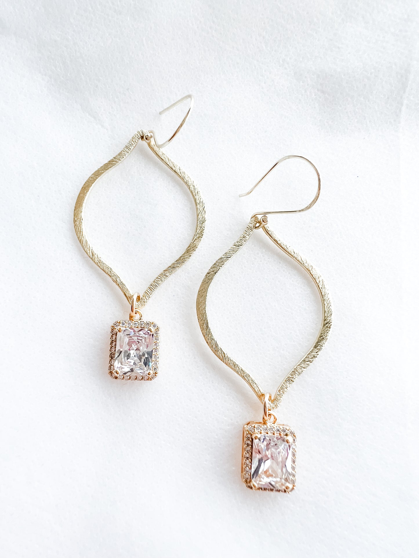 Crystal Rectangle Drop Earrings