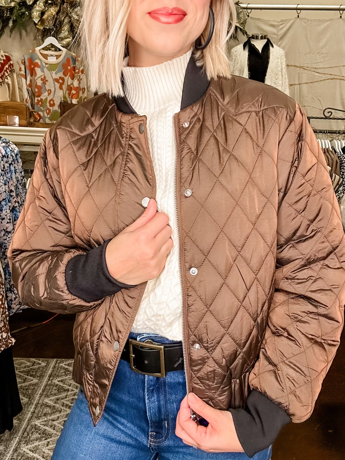 Sakura Brown Bomber Jacket