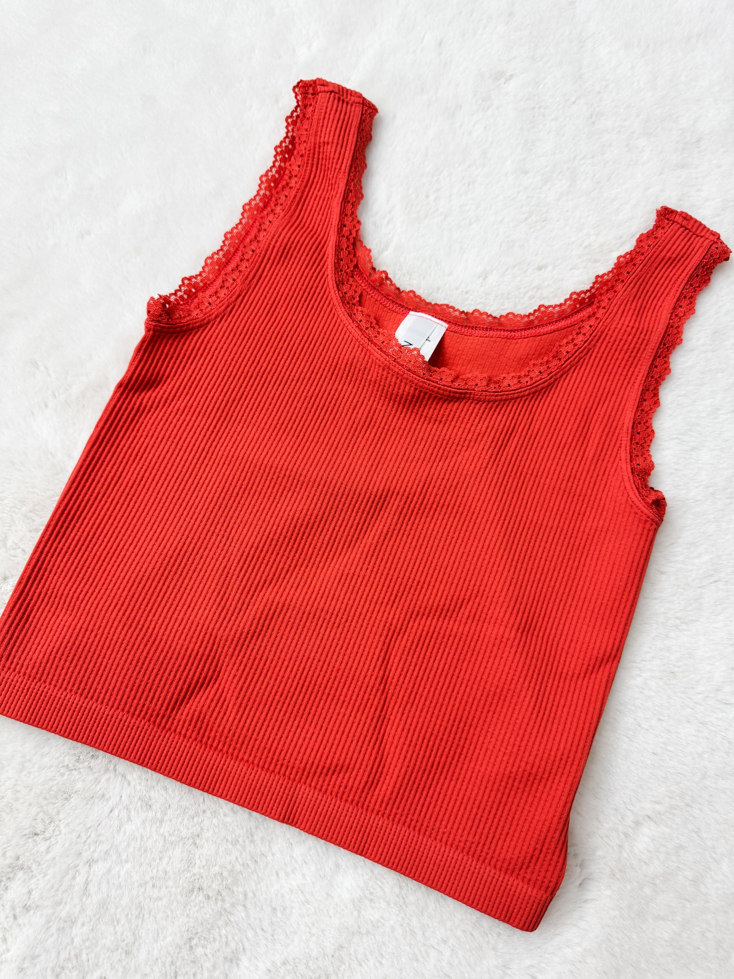 Lace Scoop Neck Tank Top Burnt Sienna