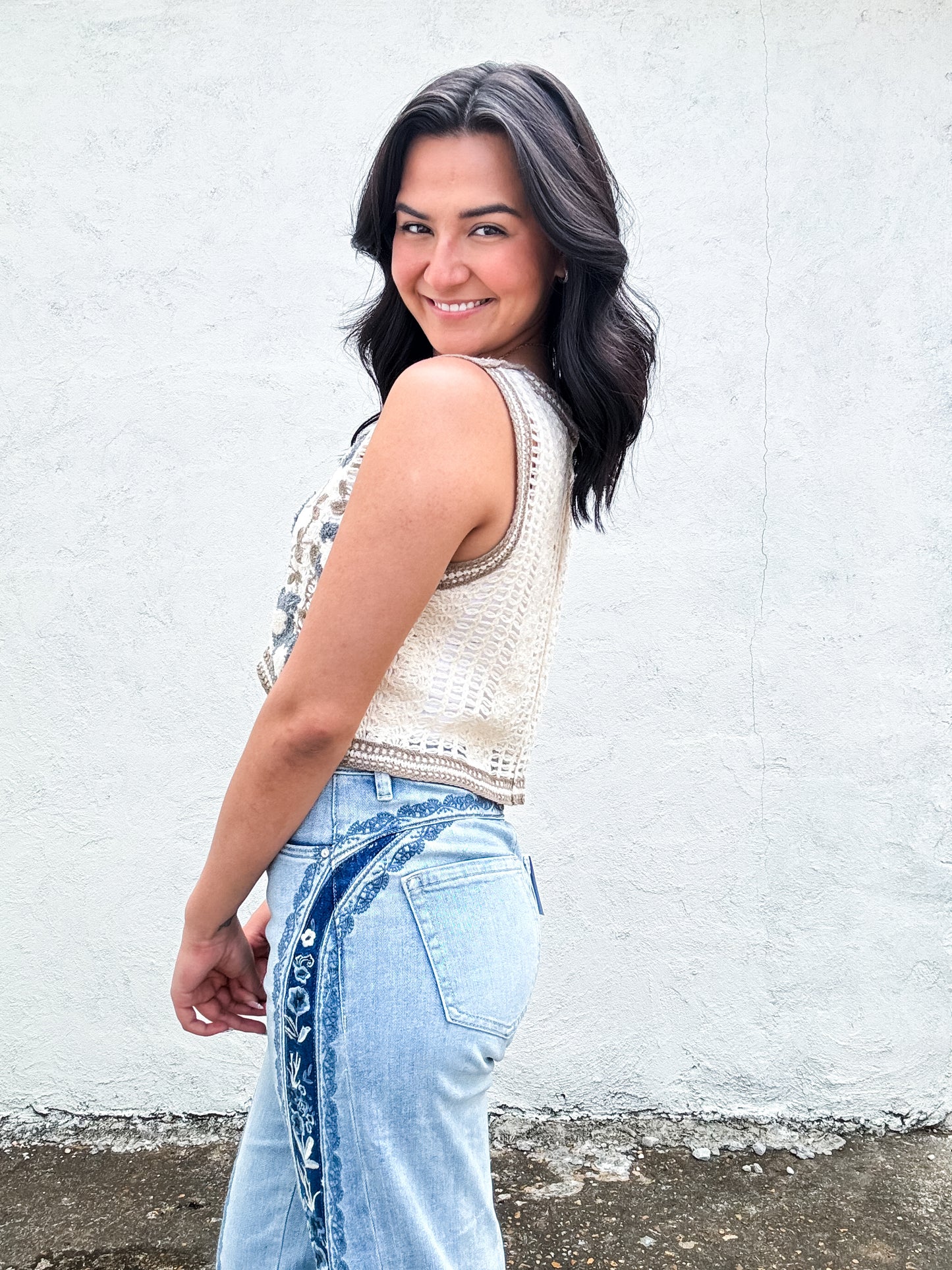 Cream & Crochet Vest