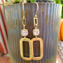 Link Crystal Rectangle Drop Earrings