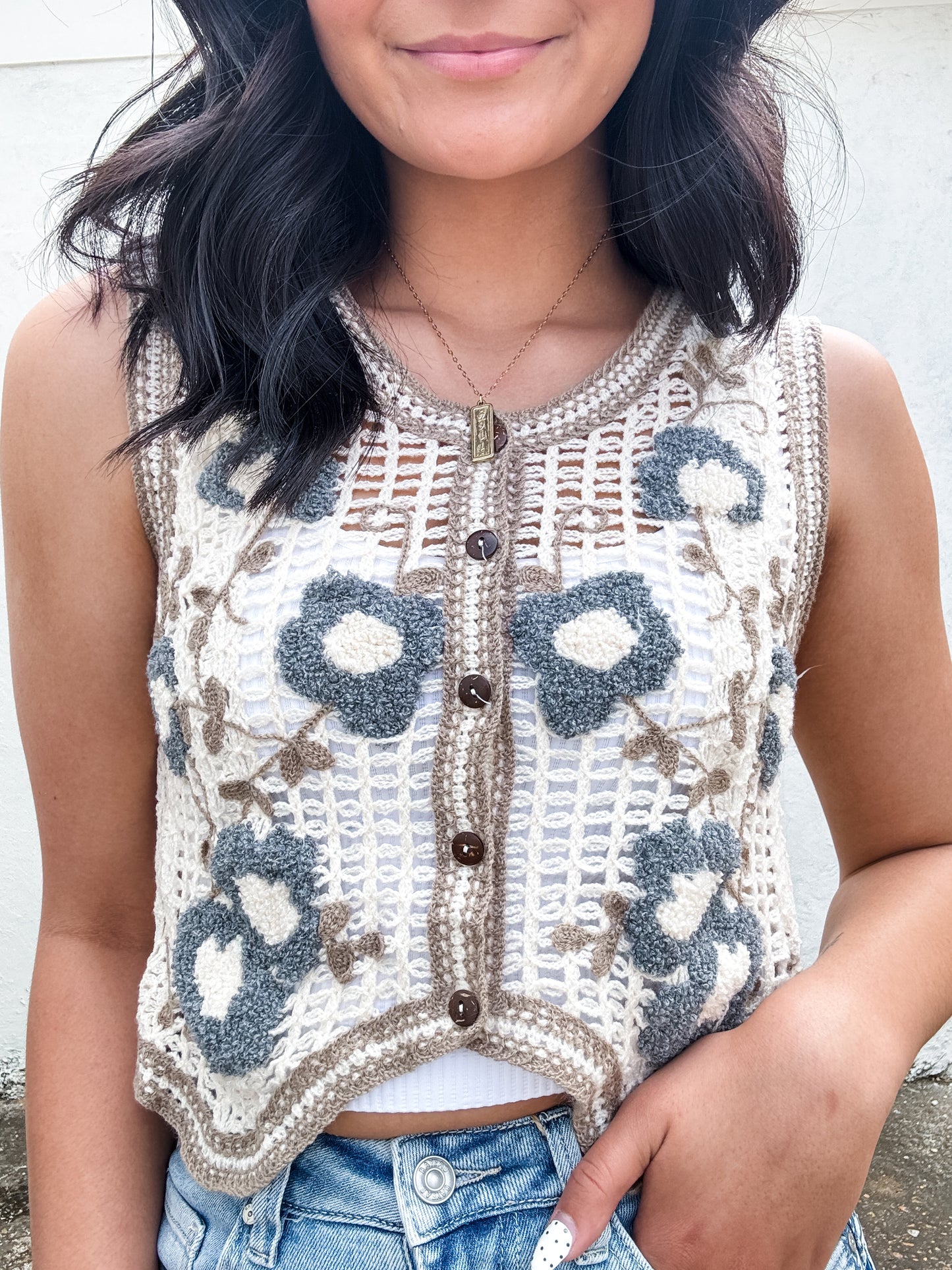 Cream & Crochet Vest
