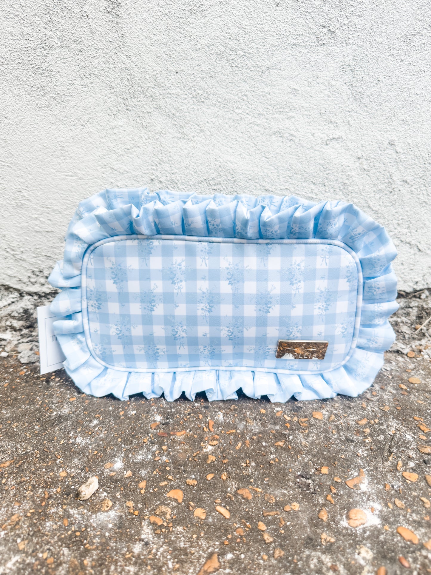 Ruffled Nylon Medium Pouch