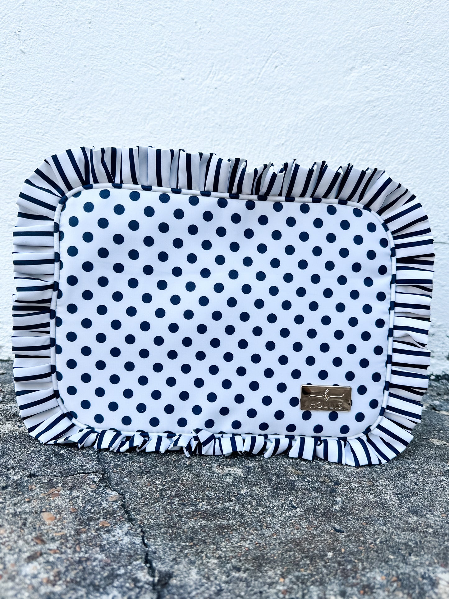 Ruffled Nylon XL Pouch Polka