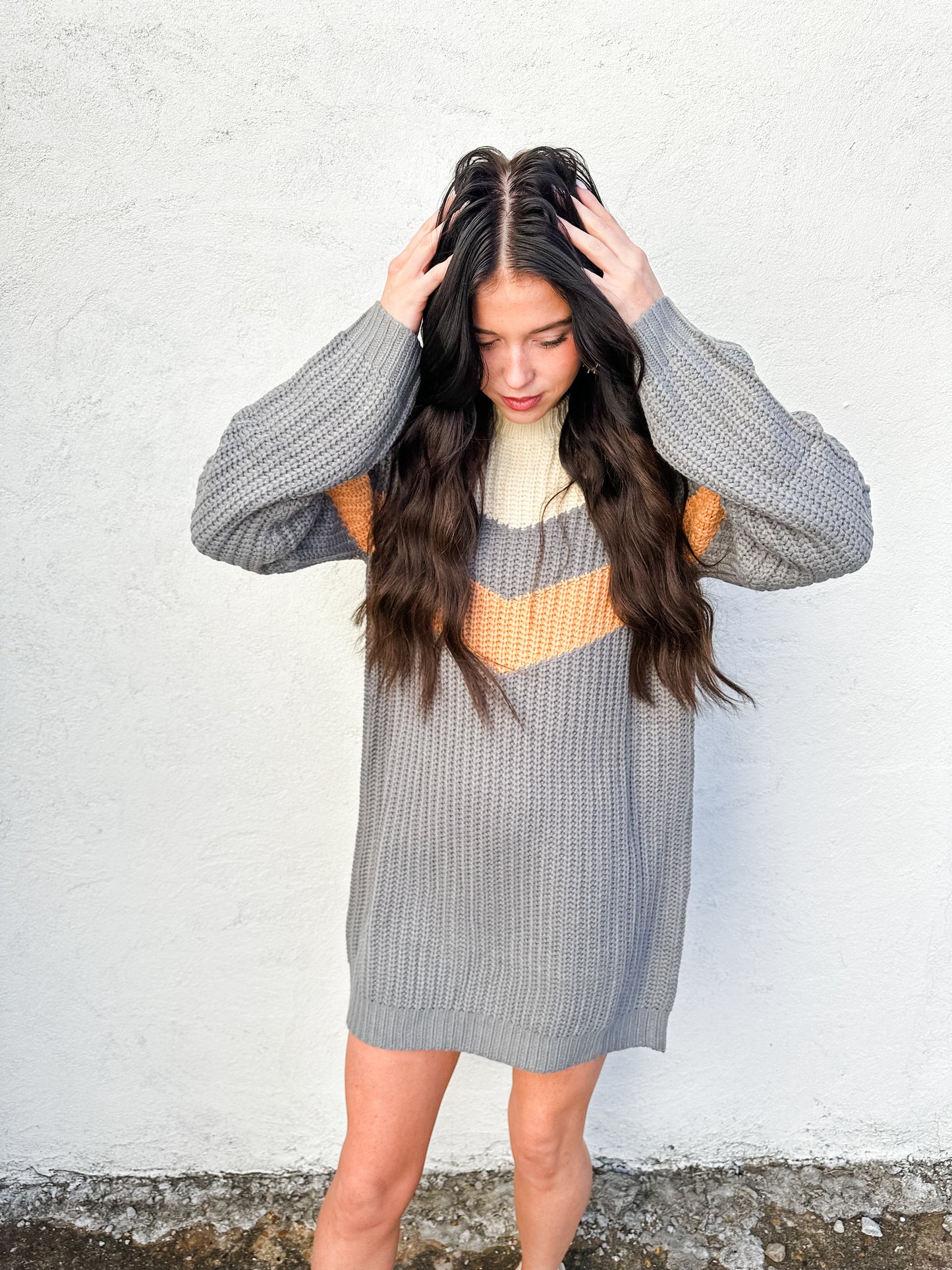 Shine On Chevron Sweater Dress