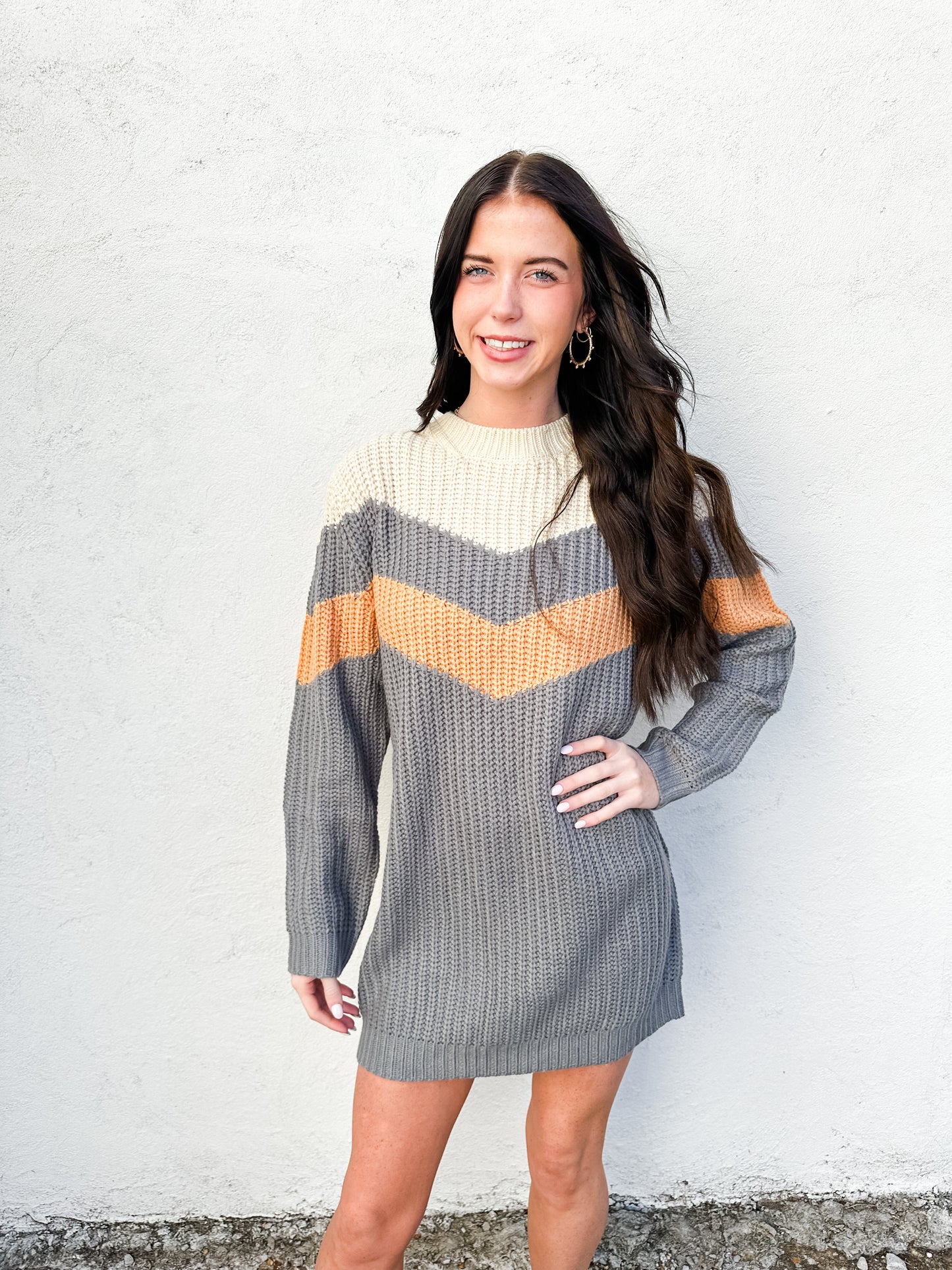 Shine On Chevron Sweater Dress