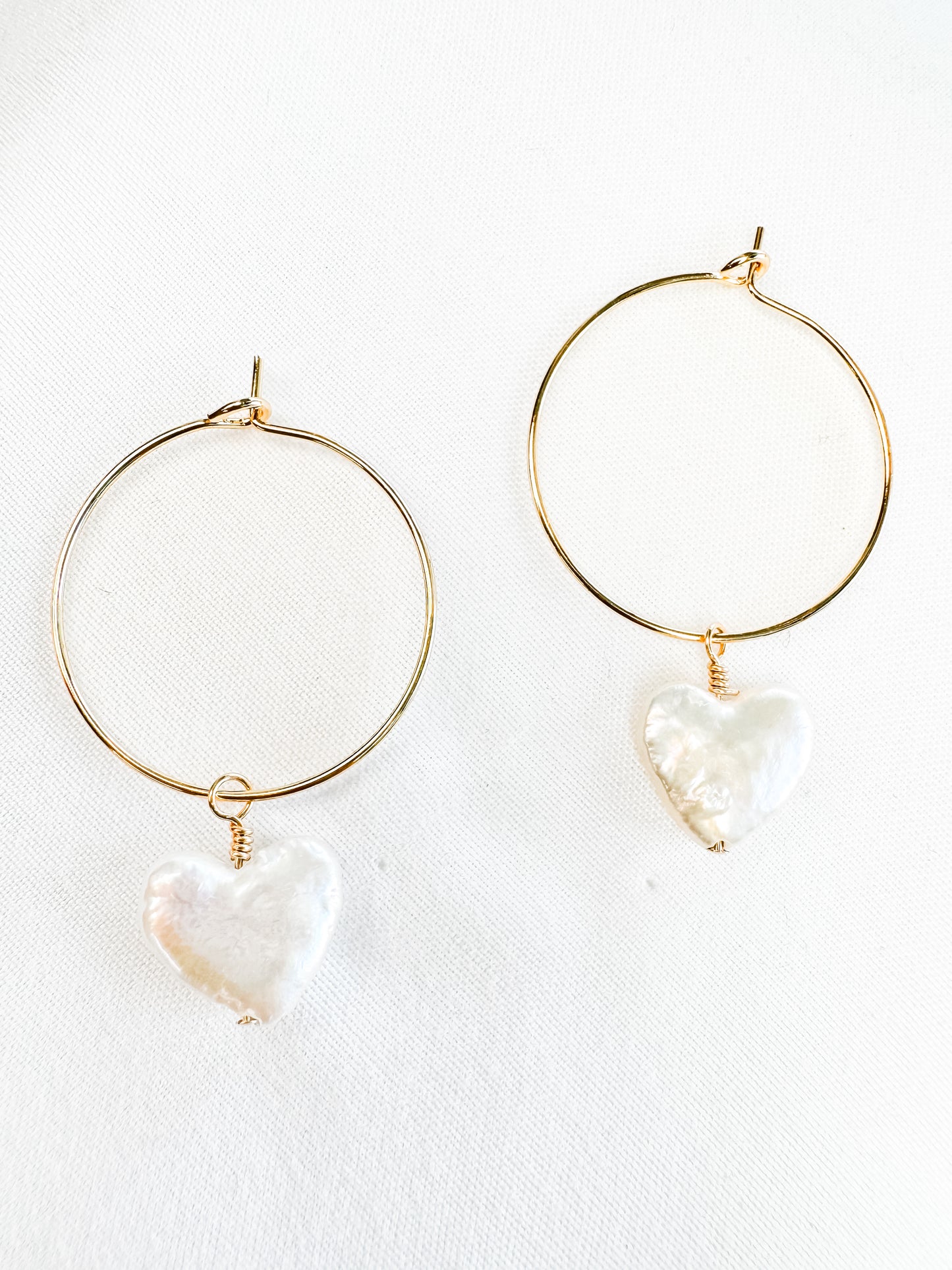 Heart Pearl Hoops