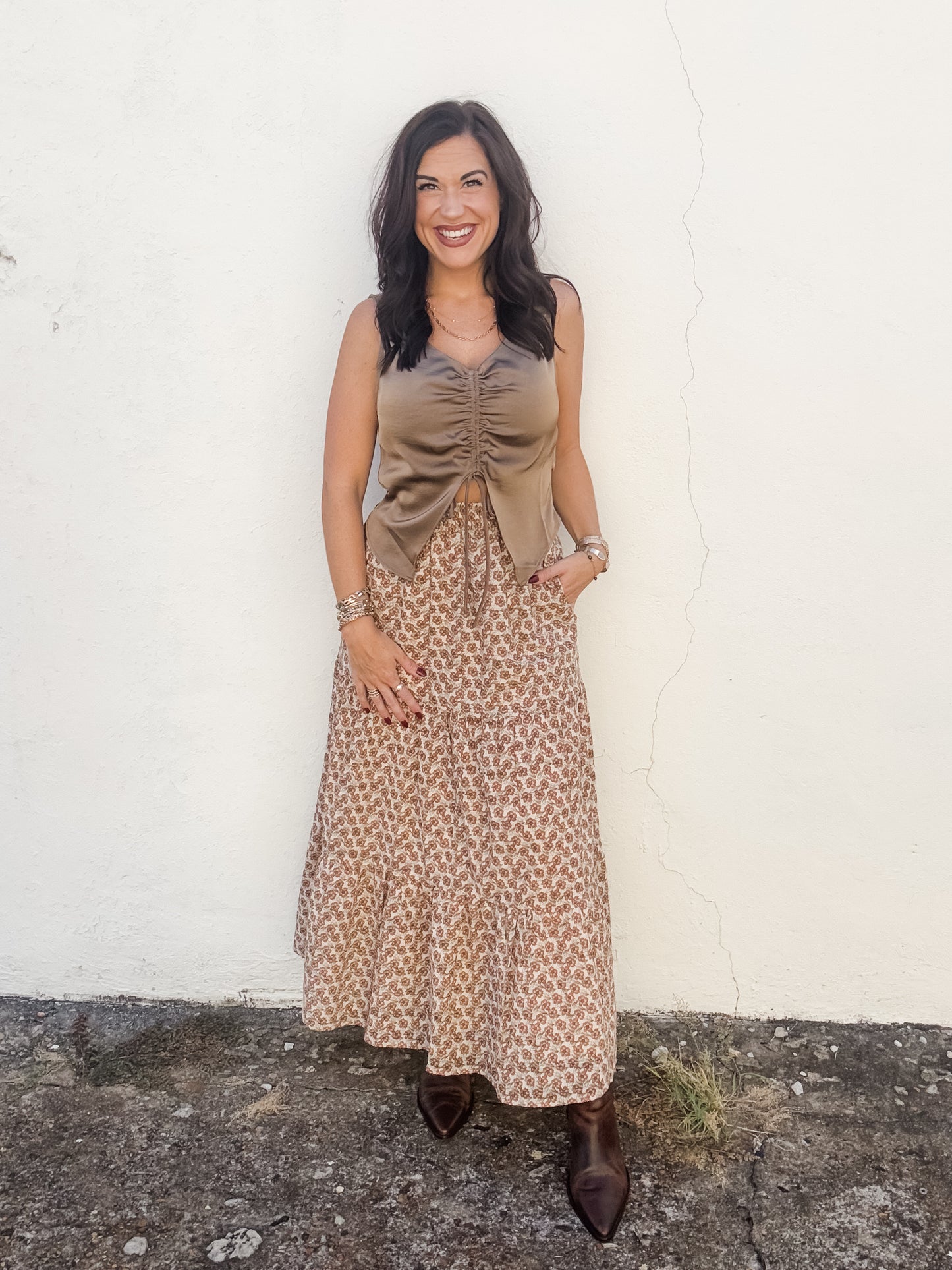 Cotton Boho Skirt in Rustic Terra