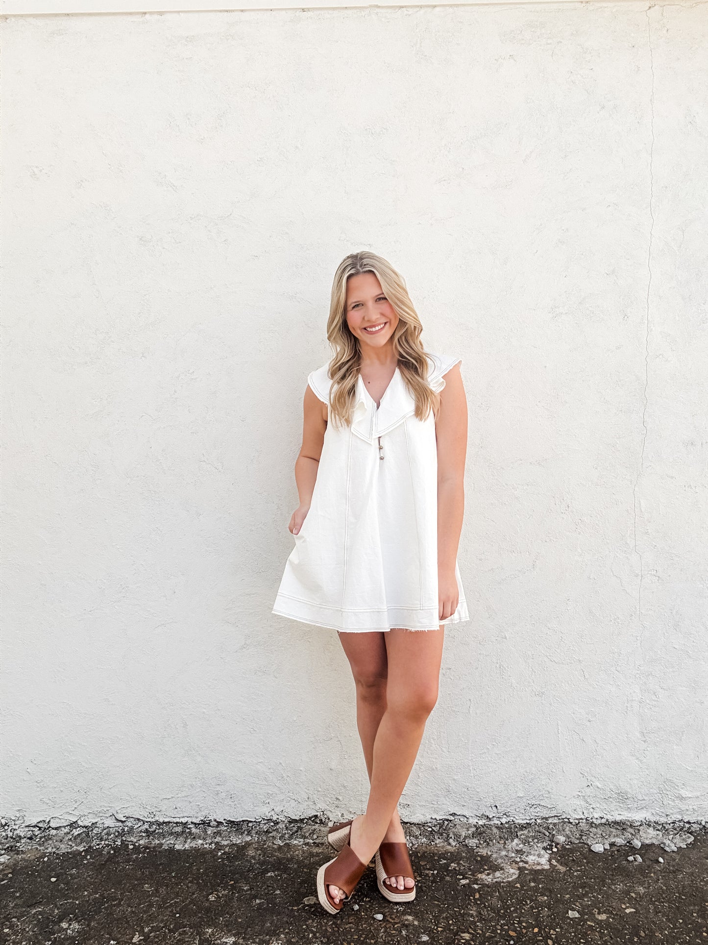 Ruffled Ecru Dress