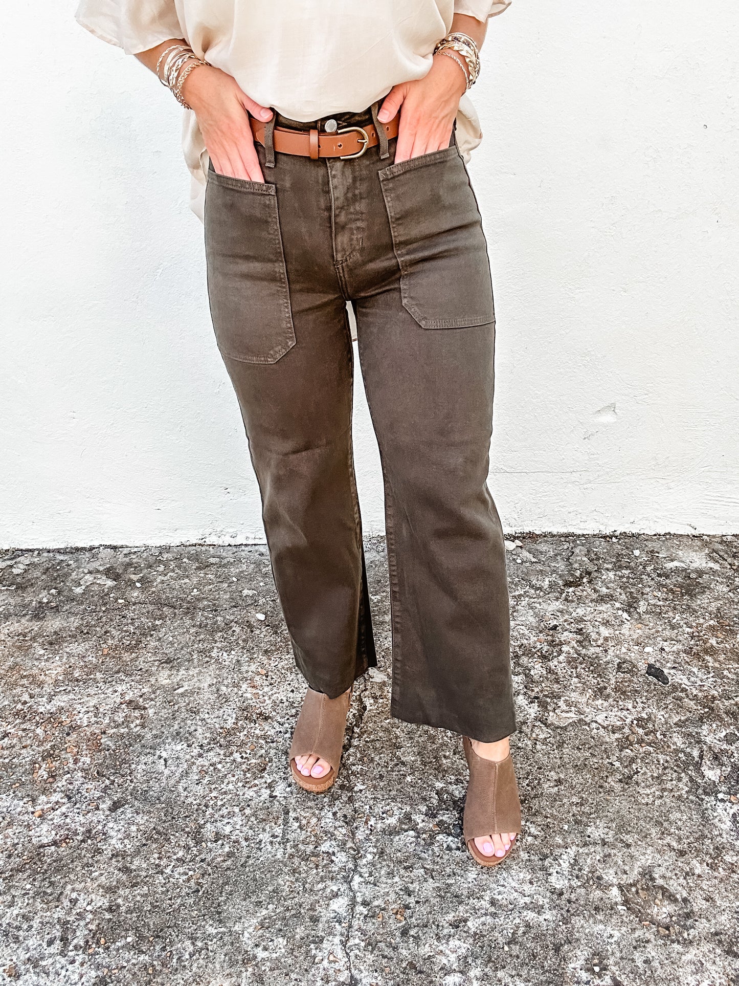Nautical Wide Leg Jeans Green