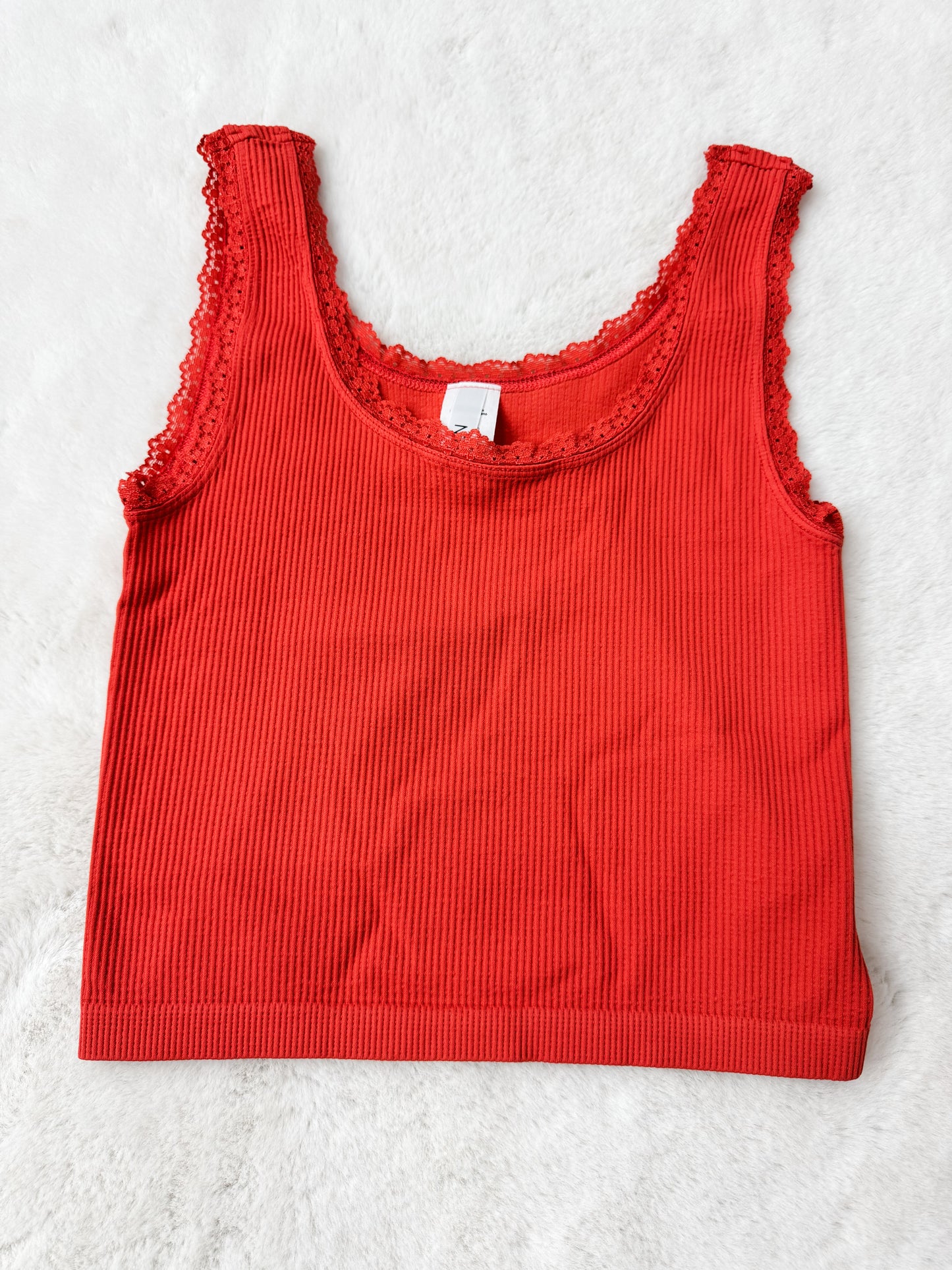 Lace Scoop Neck Tank Top Burnt Sienna