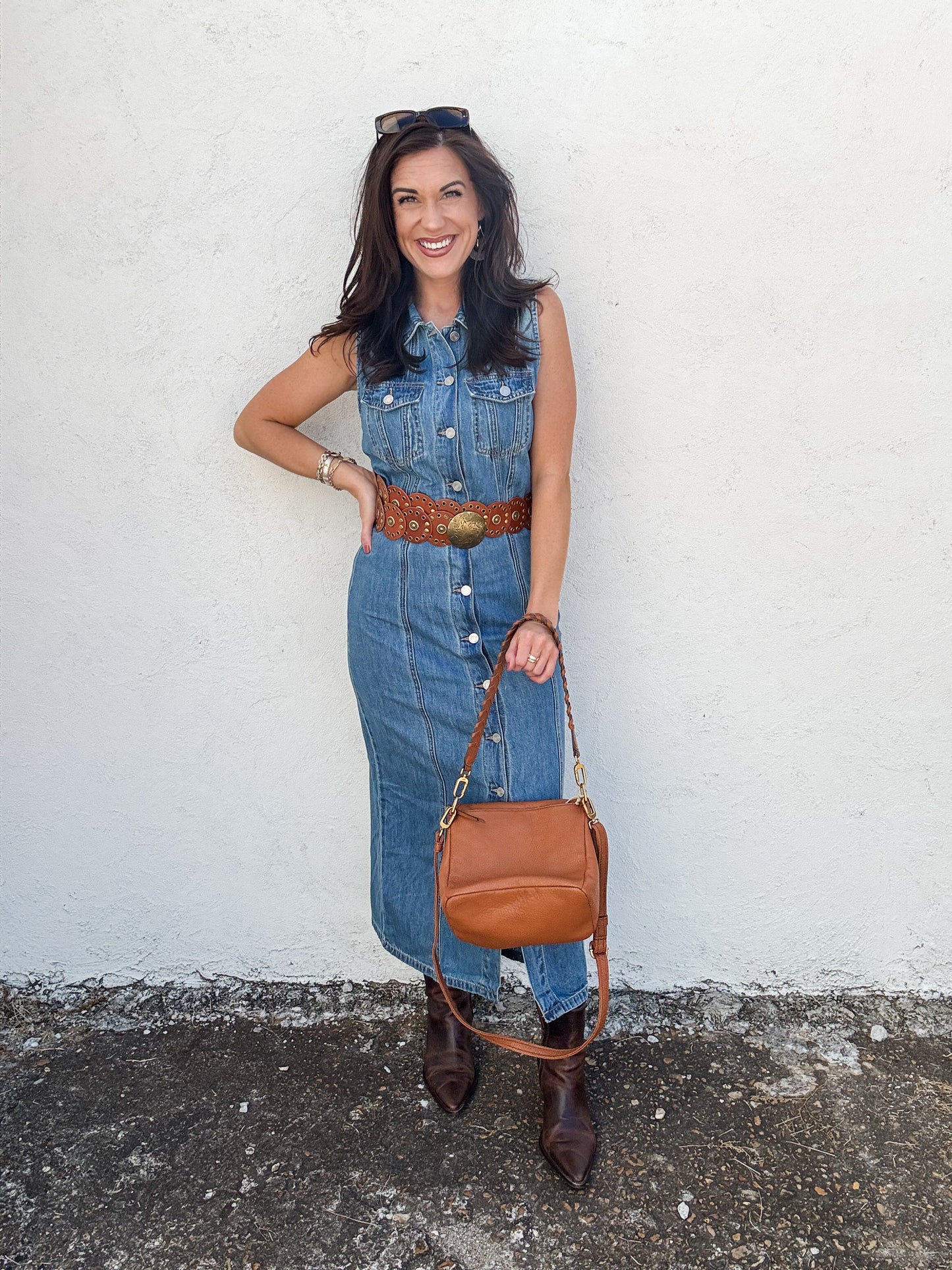 Strutting in Denim Dress