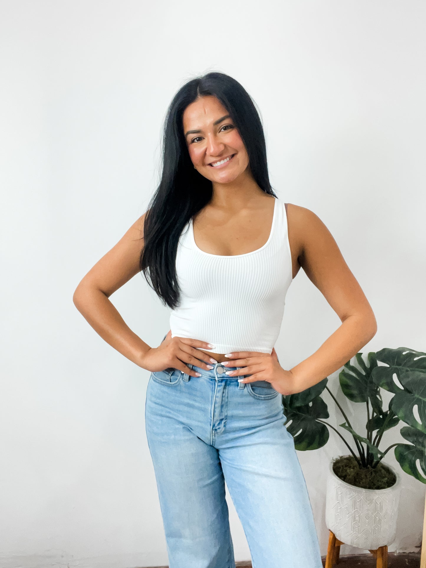 Aria Reversible Ribbed CropTop White