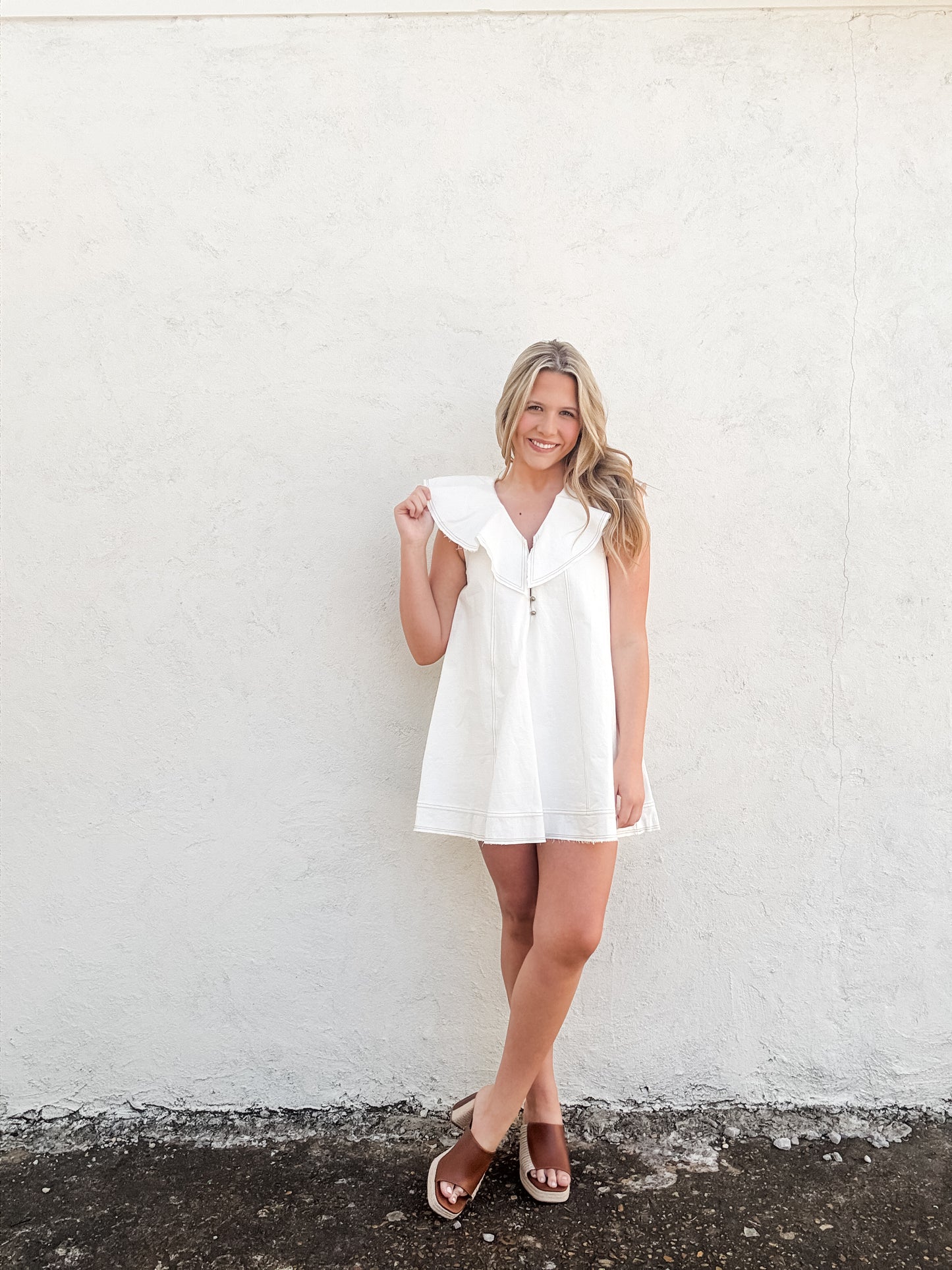 Ruffled Ecru Dress