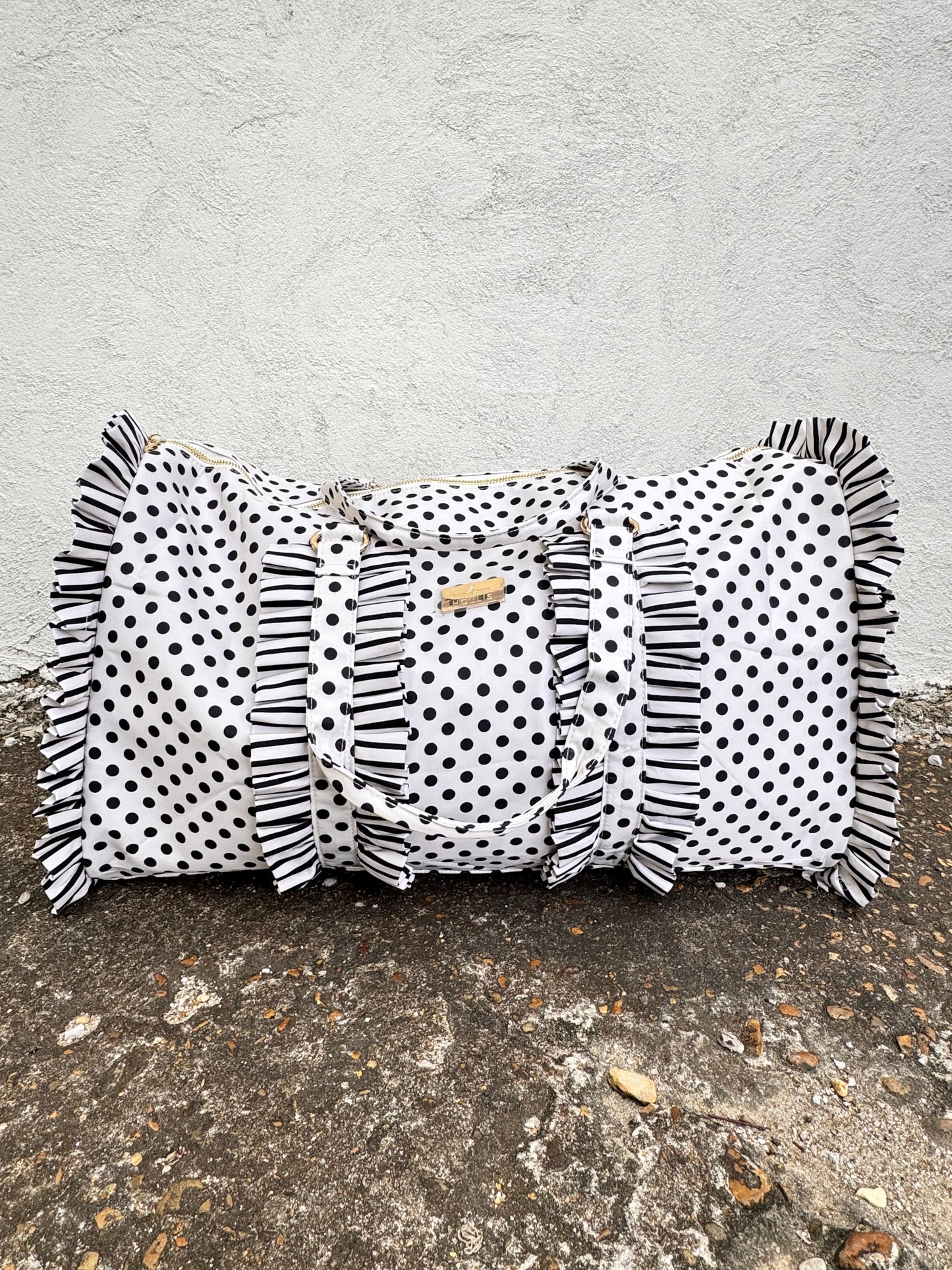 Ruffled Nylon Weekender Polka