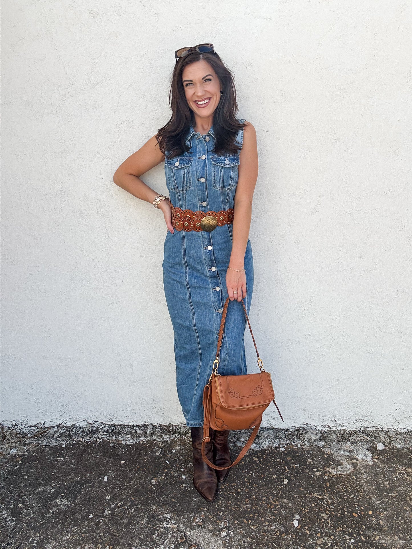 Strutting in Denim Dress