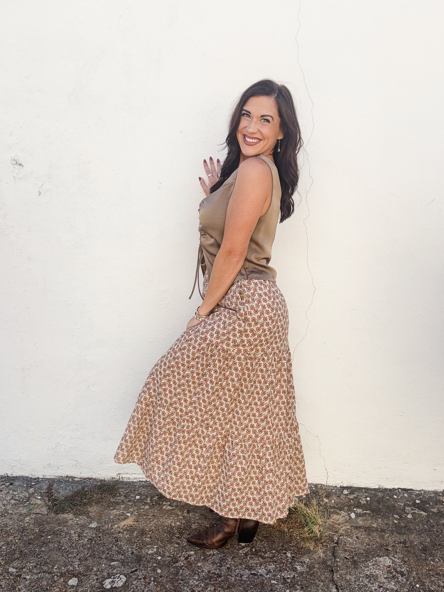 Cotton Boho Skirt in Rustic Terra