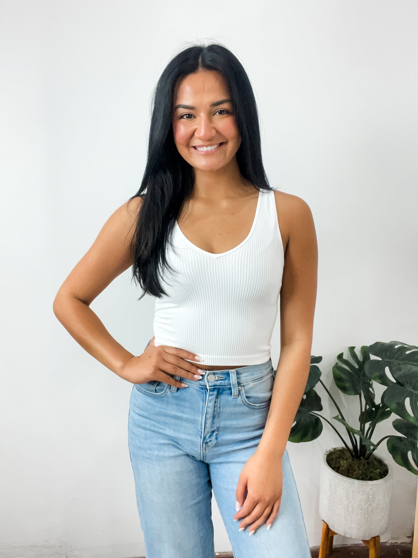 Aria Reversible Ribbed CropTop White
