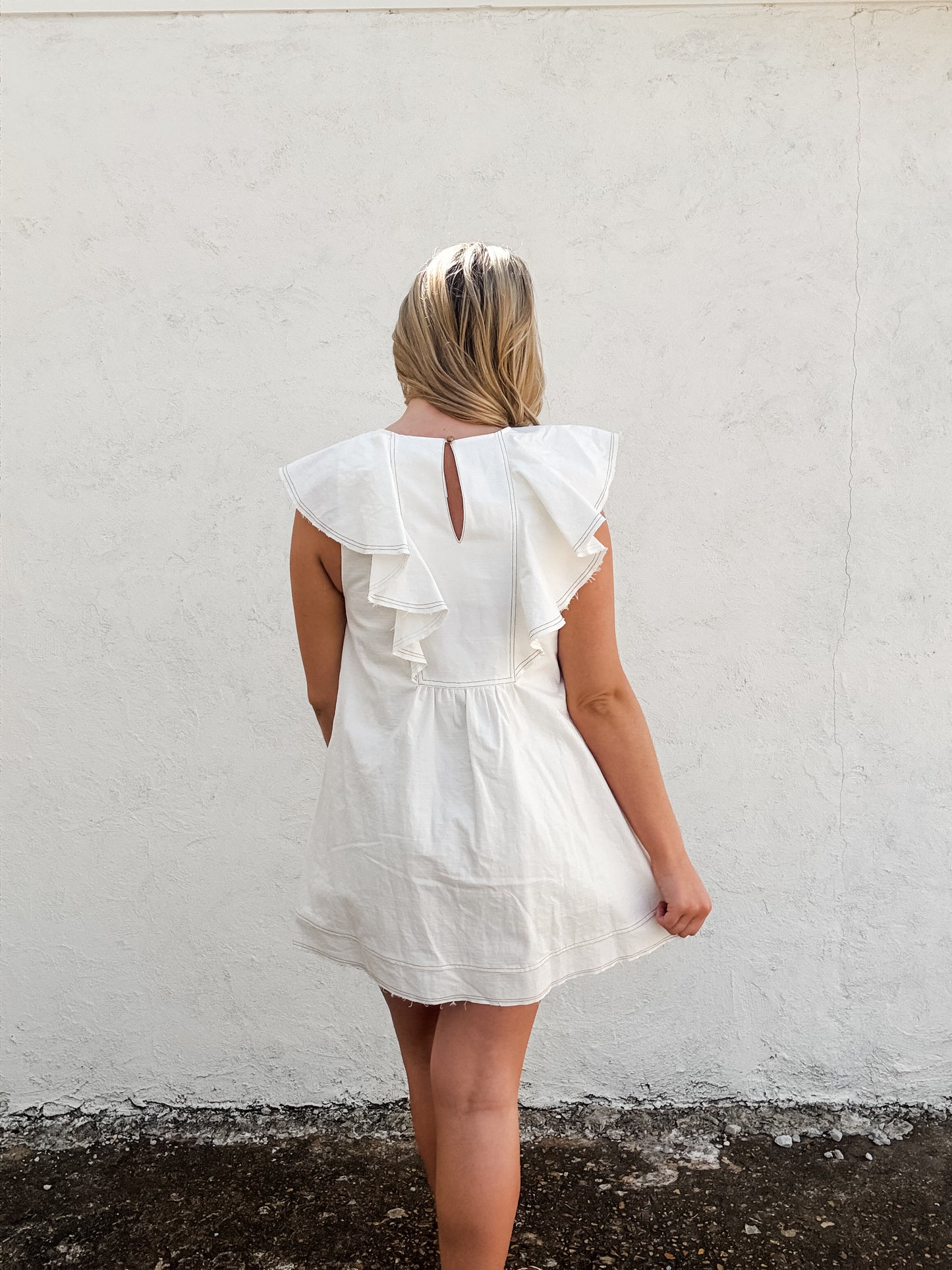 Ruffled Ecru Dress