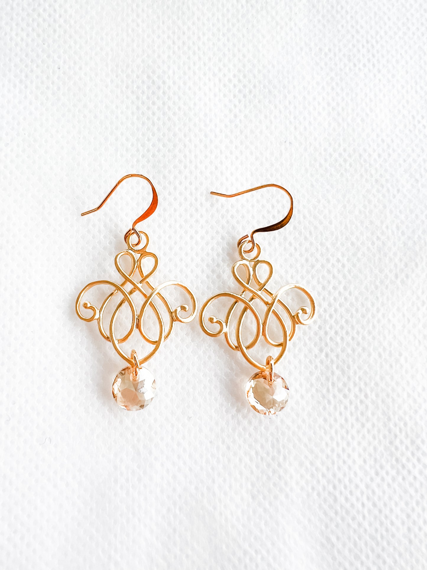 Golden French Filigree Drop Earrings