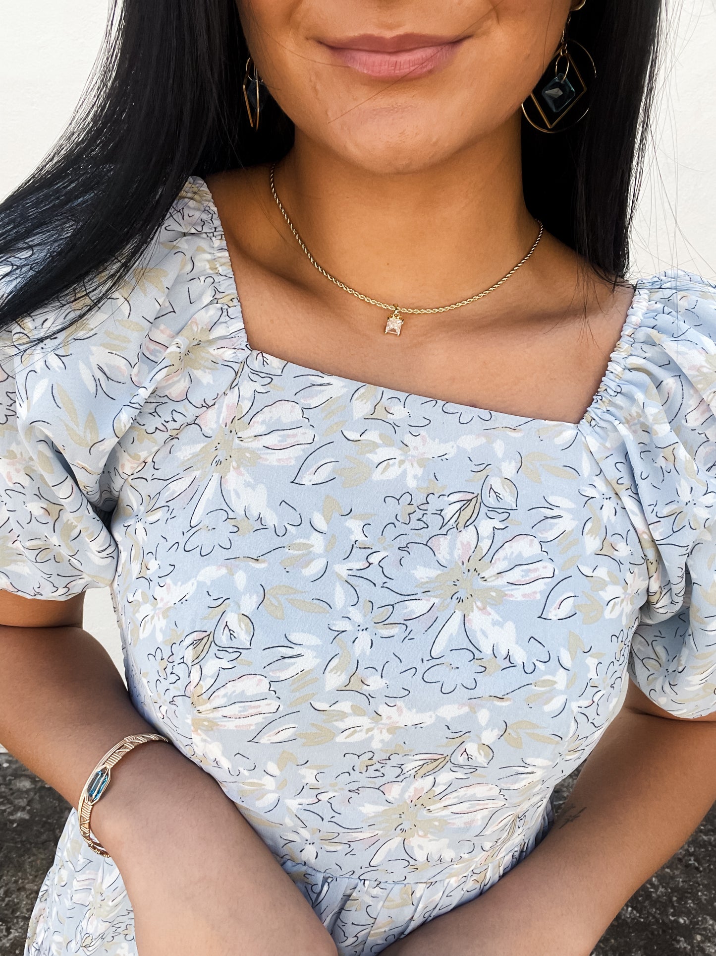 The Poppy in Cool Blue Floral Dress