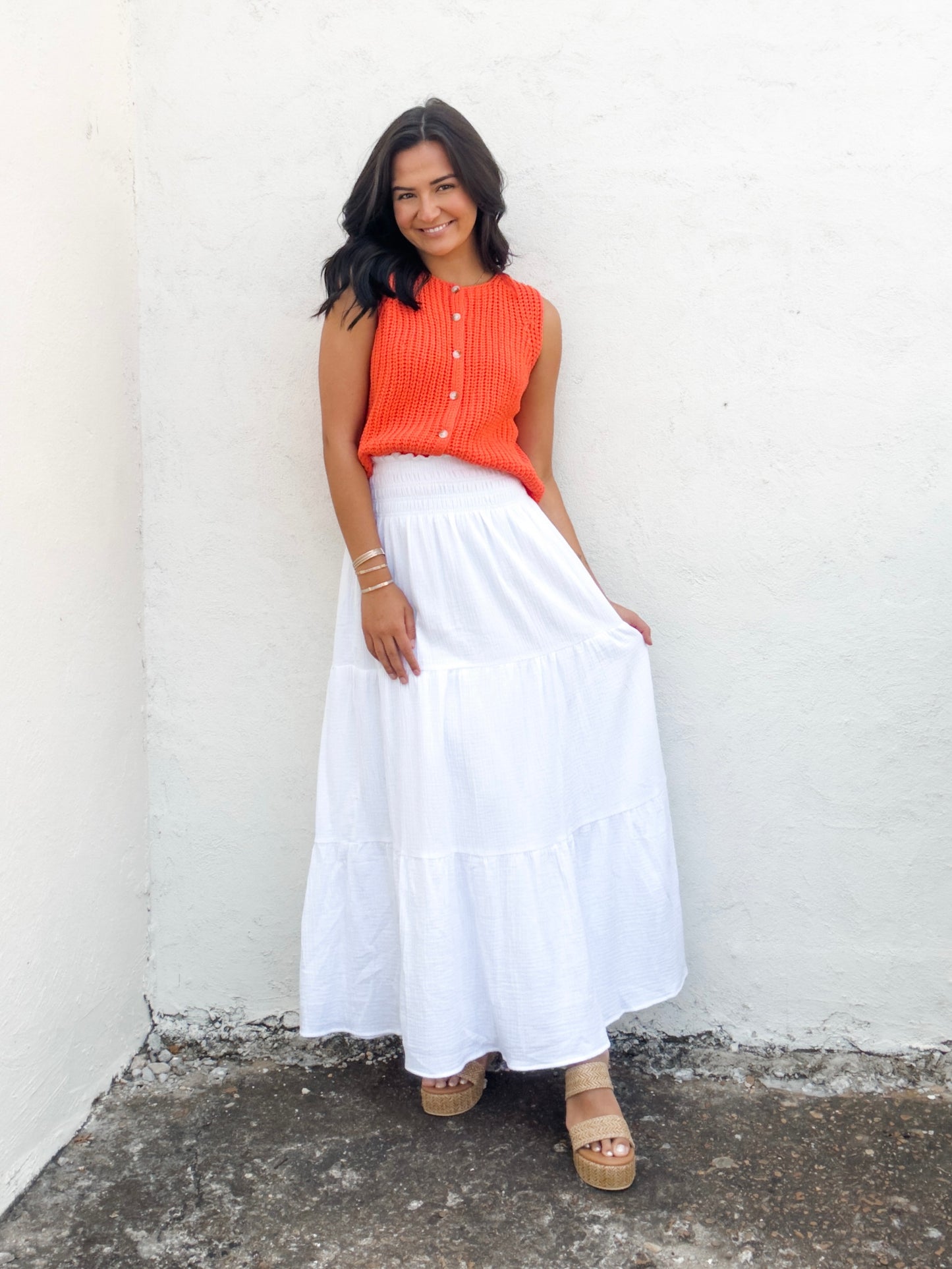 Gauze Maxi Skirt in White