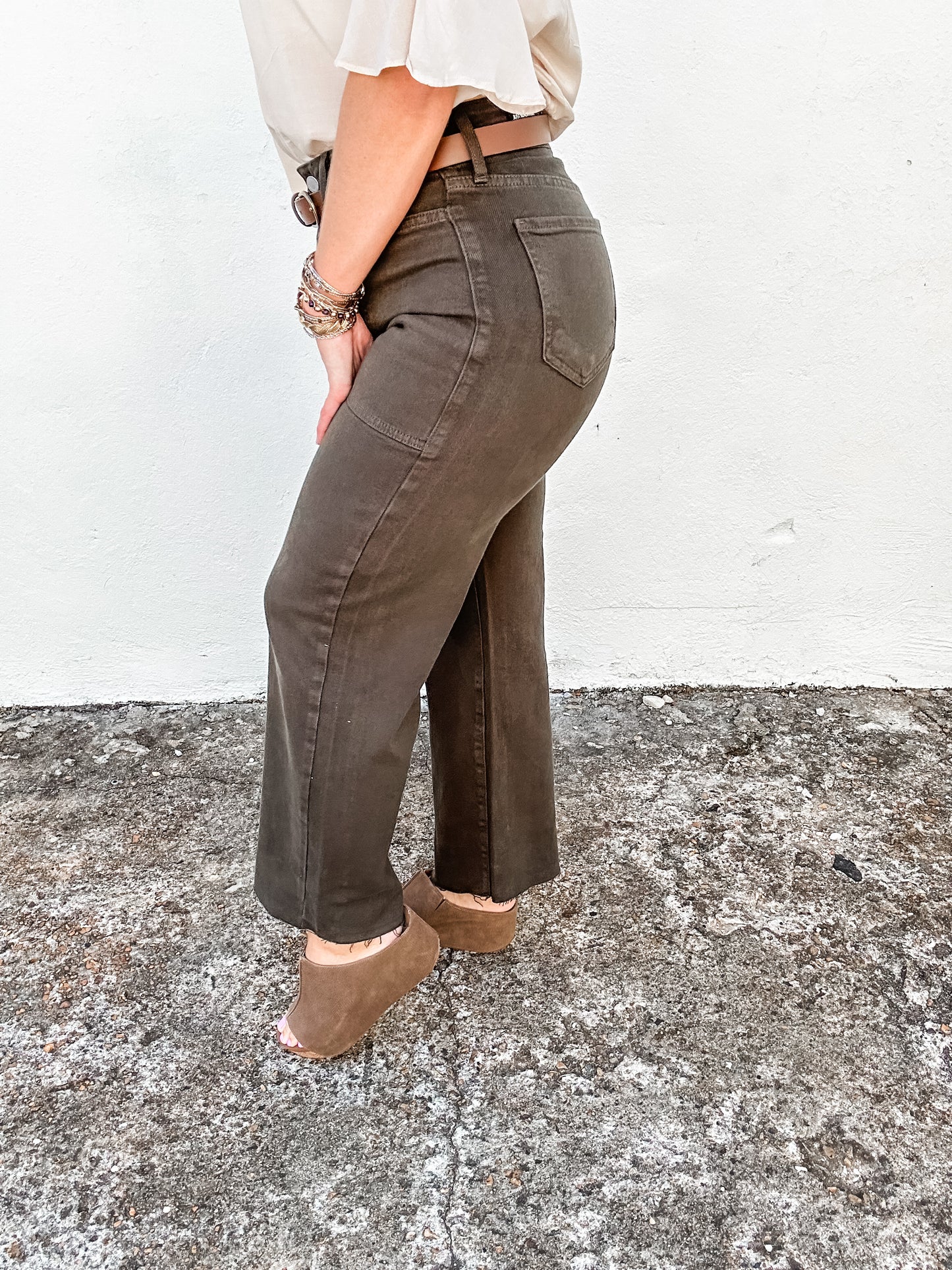 Nautical Wide Leg Jeans Green