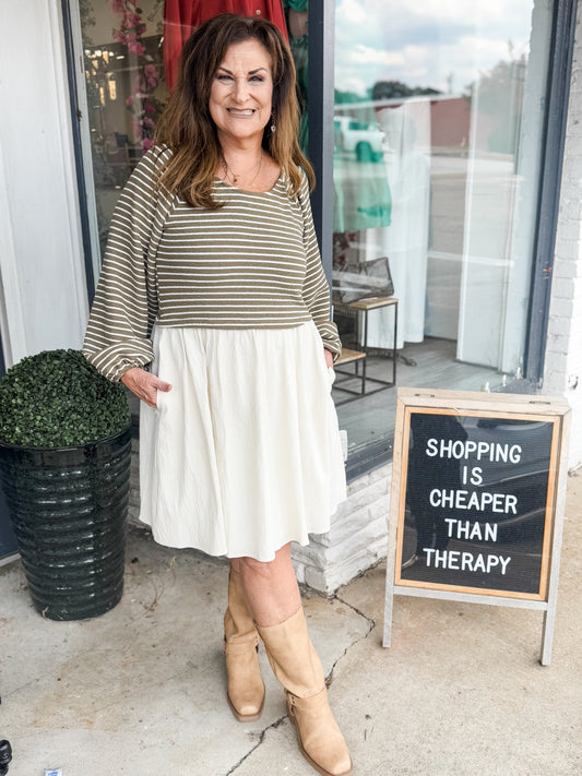 The Dawn in Olive Striped