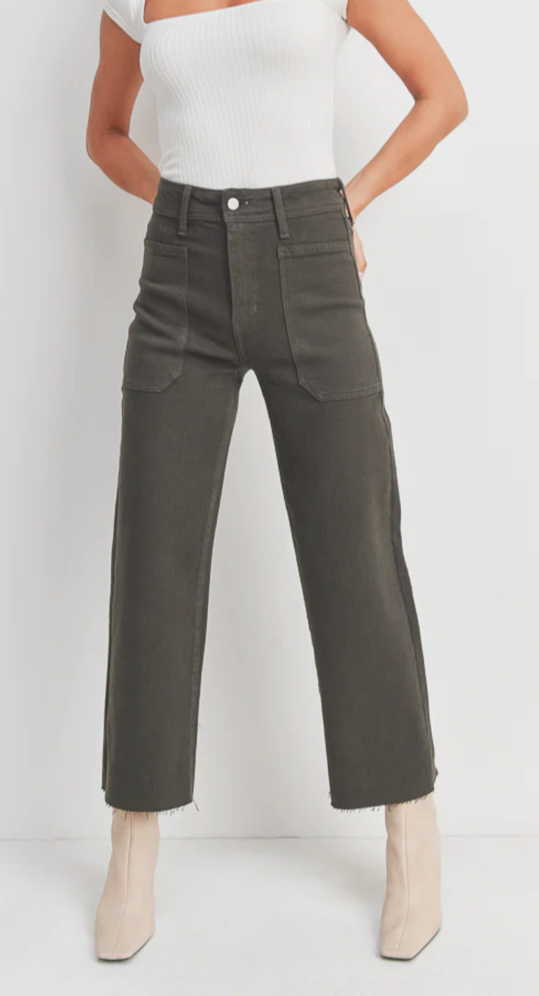 Nautical Wide Leg Jeans Green