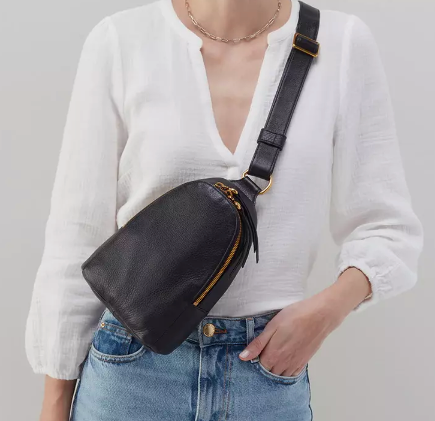 Fern Sling Pebbled Leather Black