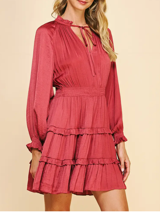 Rose Satin Satisfies Me Dress