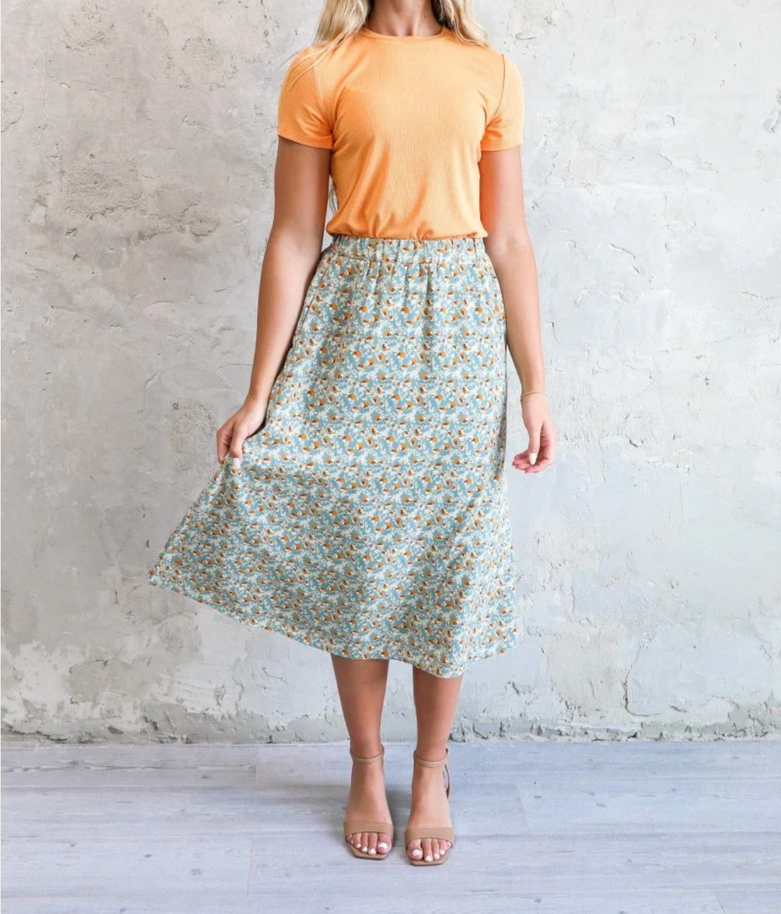 Marigold Blossom Midi Skirt