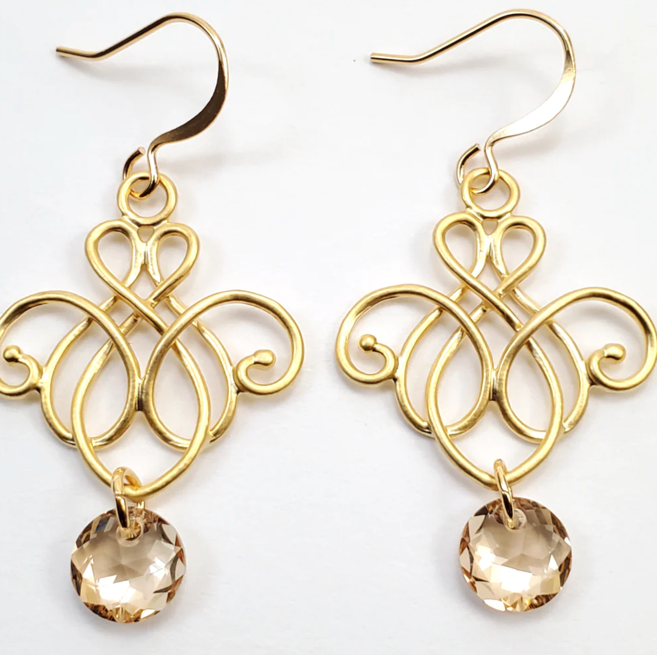 Golden French Filigree Drop Earrings