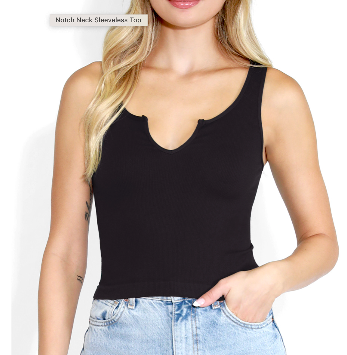 Up a Notch Sleeveless Top Black