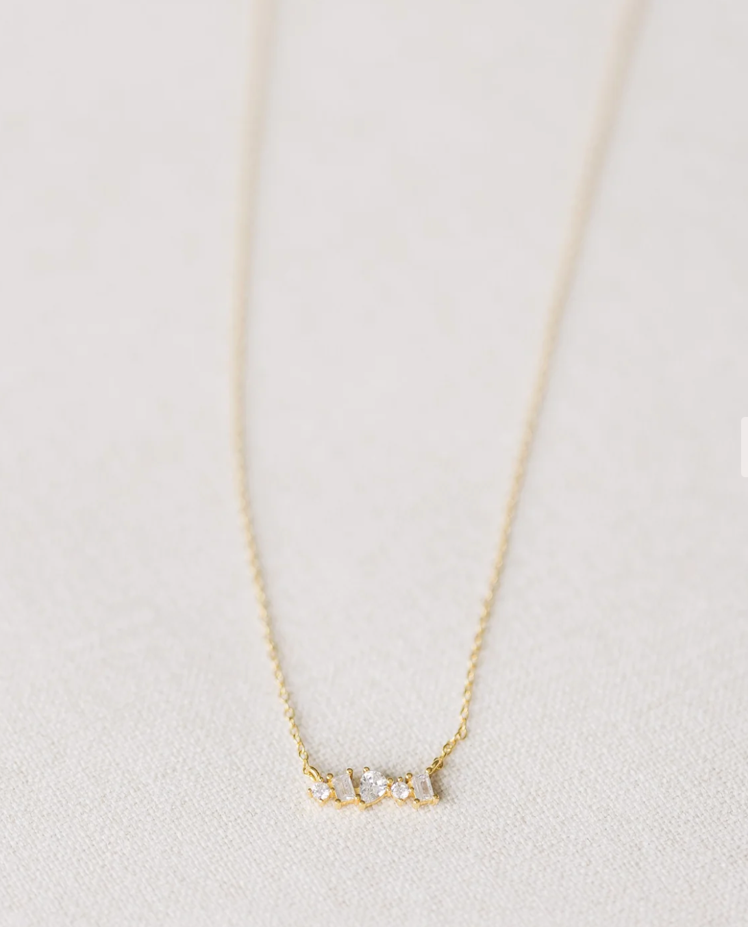 Gold Crystal Bar Necklace