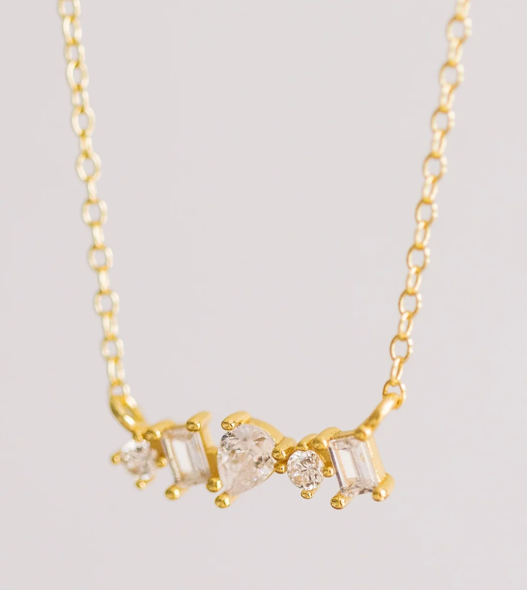 Gold Crystal Bar Necklace