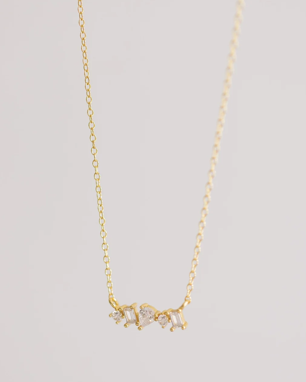 Gold Crystal Bar Necklace