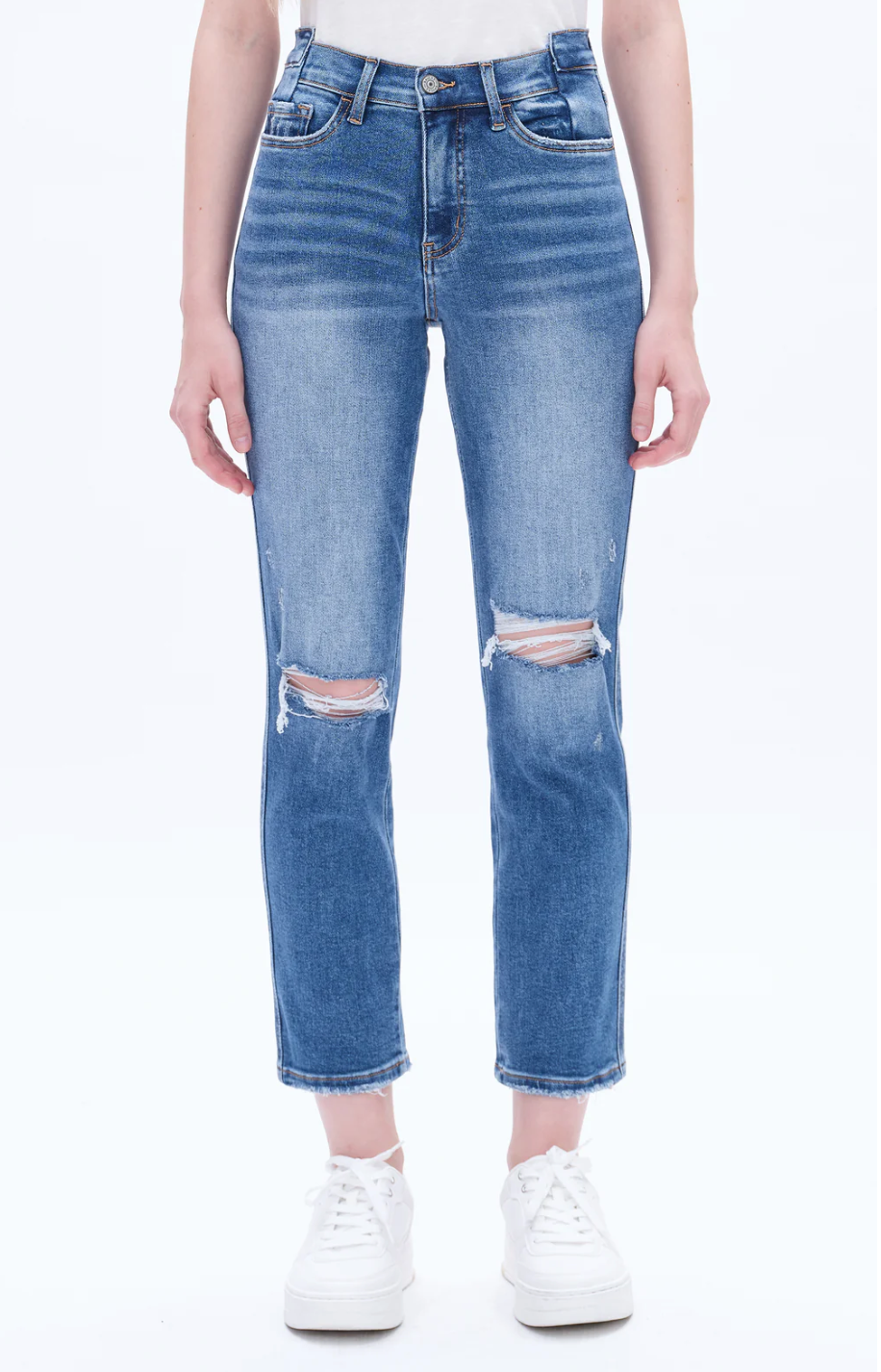 High Rise Cropped Straight Denim