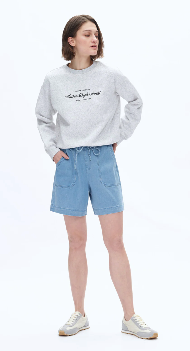 High Rise Relax Drawstring Denim Shorts