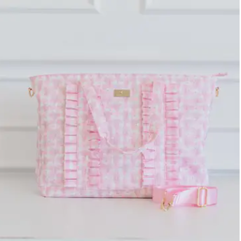 Ruffled Nylon Tote Bag Floral