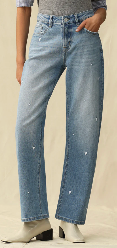 Flora Mid Rise Barrel Jeans