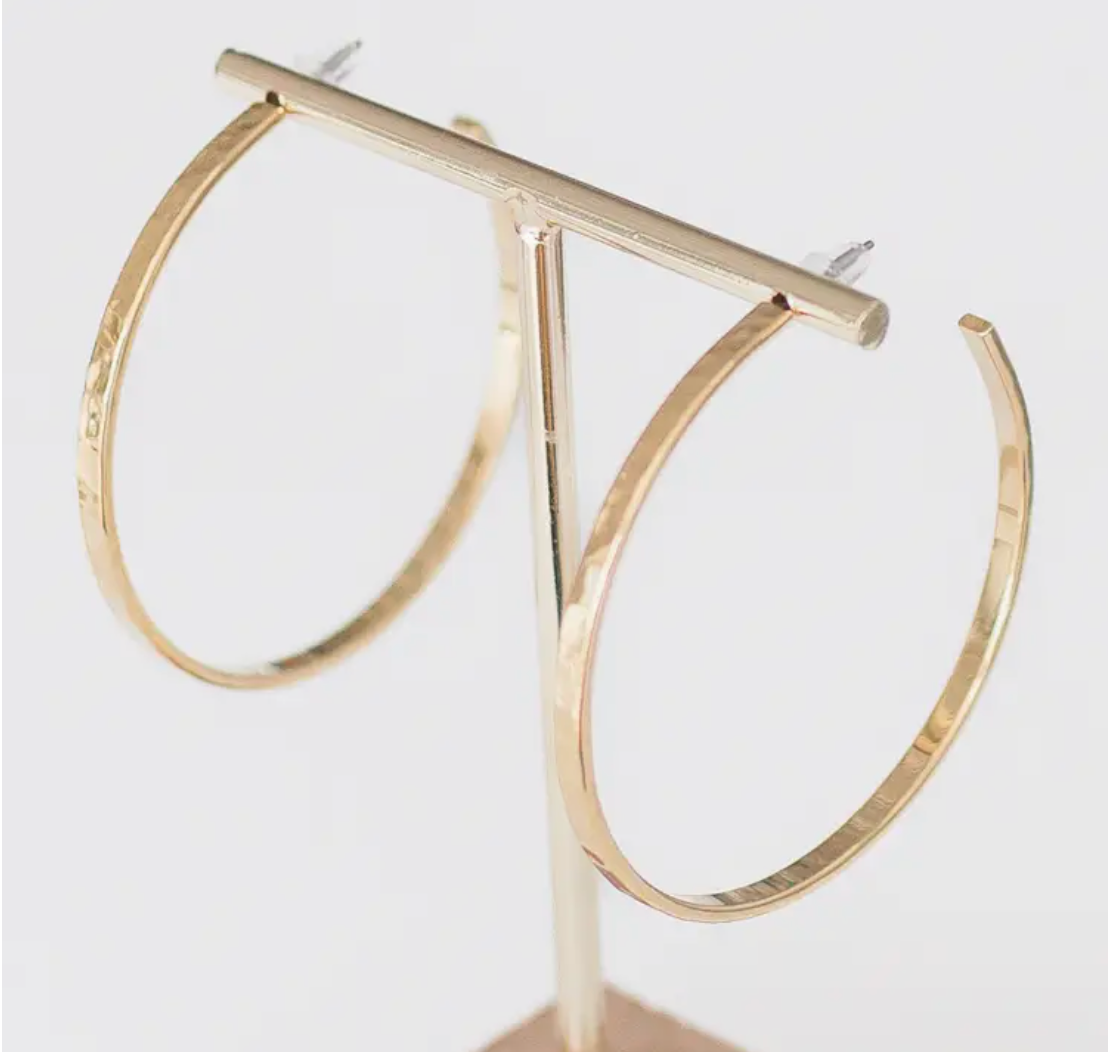 Brigitte Hammered Gold Hoops