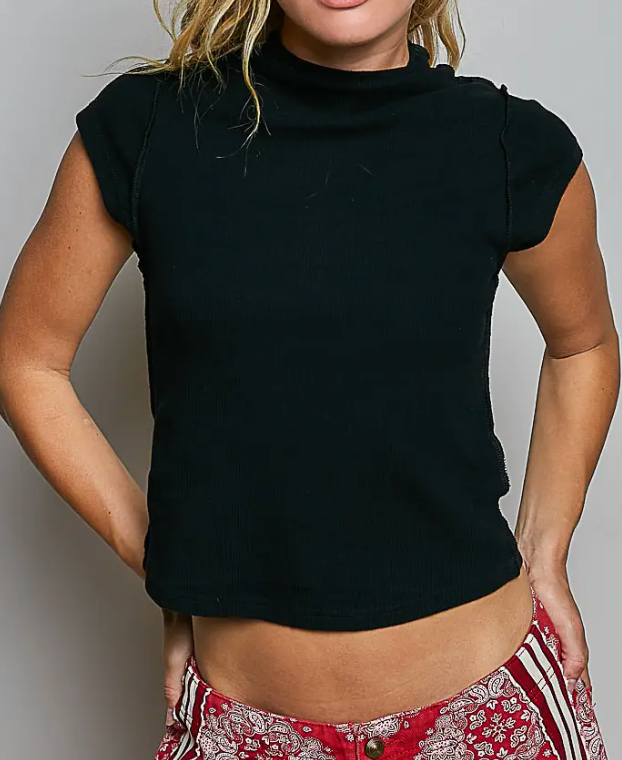Vinti Mock Top Black