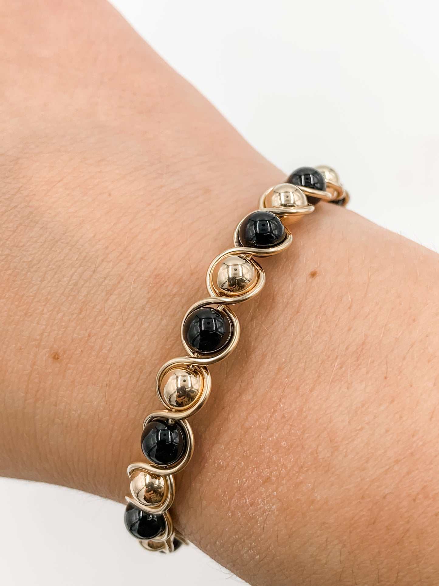 Onyx Gold Filled Bead Bracelet