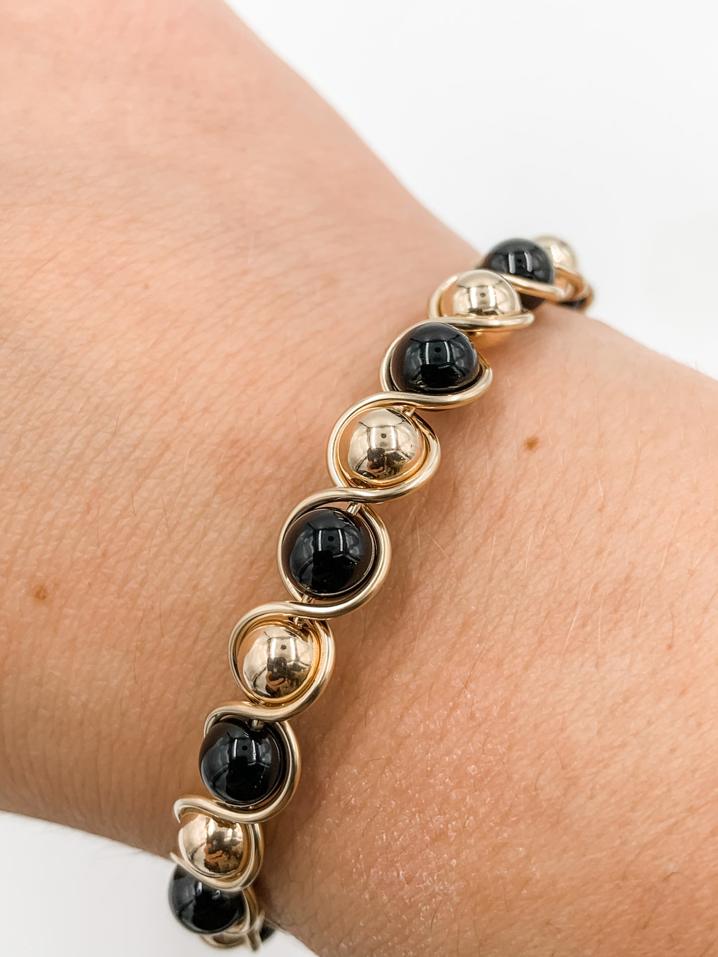 Onyx Gold Filled Bead Bracelet