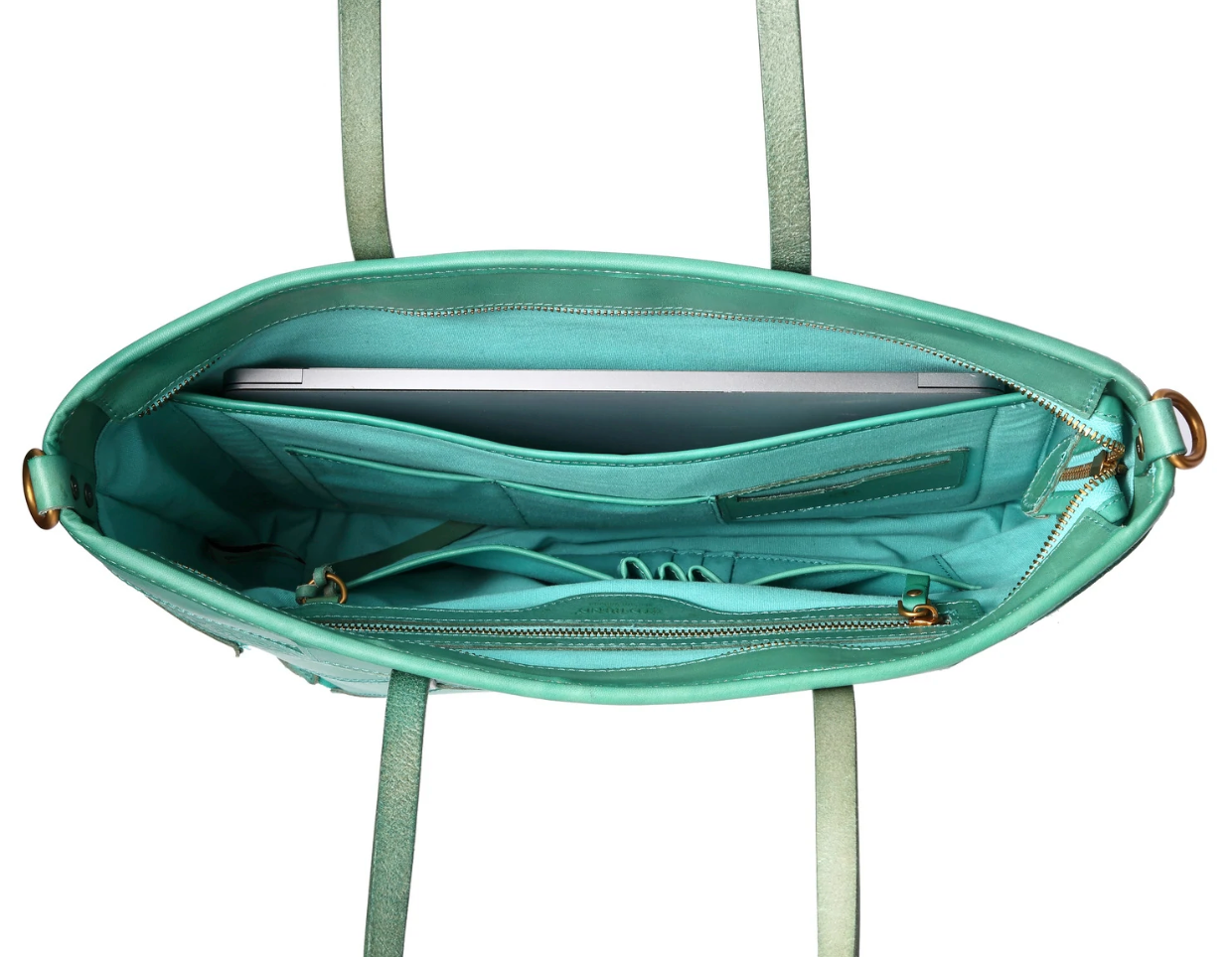 Prism Leather Tote Aqua